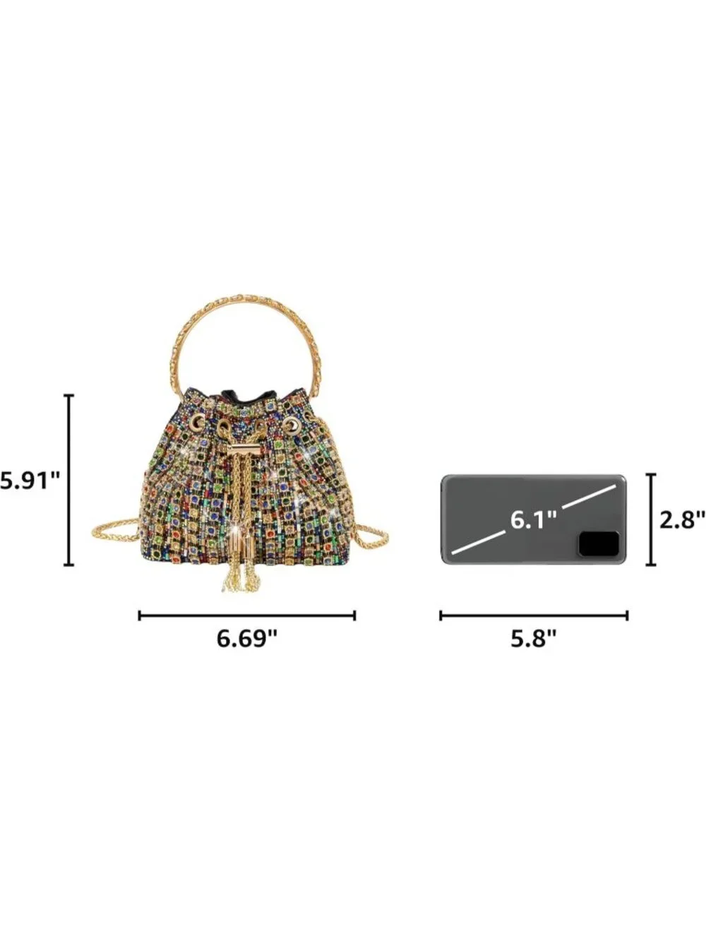 Women Colorful Sparkly Rhinestone Clutch Purse Diamond Chain Evening Bag